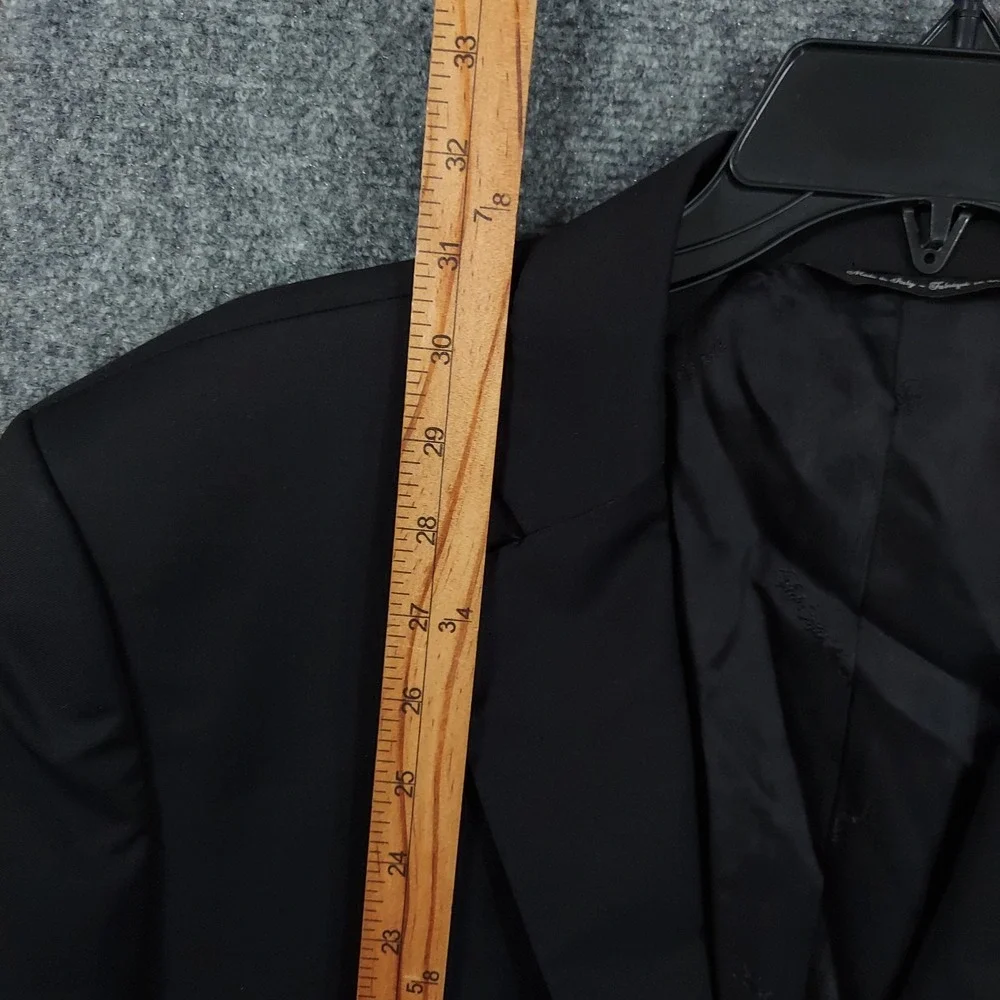 Saks Fifth Ave Suit Jacket Mens 44 Black Wool Silk Slim Italy Ermenegildo Zegna